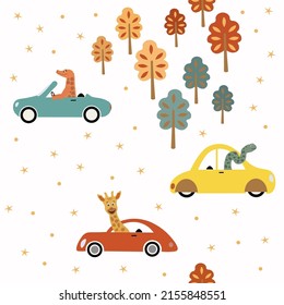 Transport collection with cartoon animals