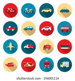 Transport color Icons waterways, overland, air
