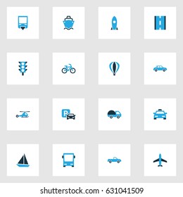 Transport Colorful Icons Set. Collection Of Monorail, Missile, Tanker And Other Elements. Also Includes Symbols Such As Bicycle, Missile, Cab.
