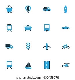 Transport Colorful Icons Set. Collection Of Cab, Tanker, Way And Other Elements. Also Includes Symbols Such As Jet, Caravan, Taxi.