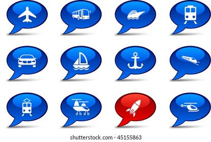 Transport  comics set. Vector buttons.