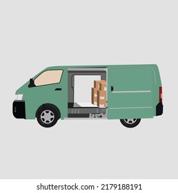 Transport commercial vehicle ready for loading. Side view. Vector illustration.