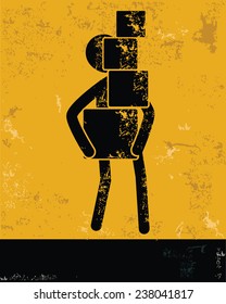 Transport concept,human resource design on yellow background,grunge vector