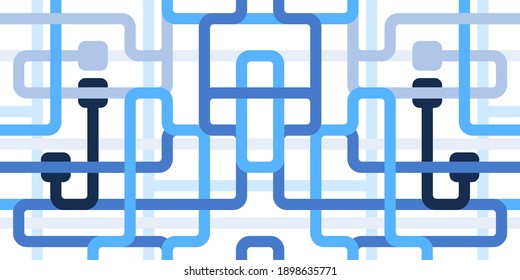 Transport connection lines pattern background. Vector transport network line fashion texture. Blue on white.