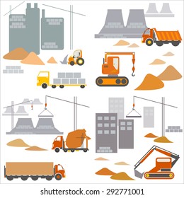 Transport and construction, construction site, vector illustration  