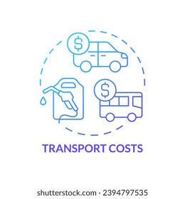 Transport costs blue gradient concept icon. Car owner. Fuel price. Public transportation. Cost of living. Personal budget abstract idea thin line illustration. Isolated outline drawing