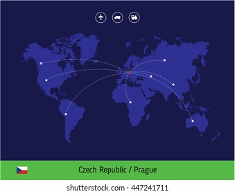 Transport from Czech Republic to the world vector illustration