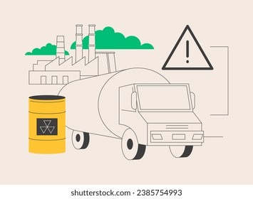 Transport of dangerous goods abstract concept vector illustration. Dangerous goods transport, different hazard classes, chemical factory, container for liquid, barrels storage abstract metaphor.