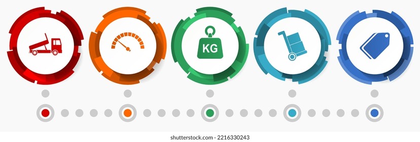 Transport, delivery concept vector icon set, business infographic template,  flat design web buttons