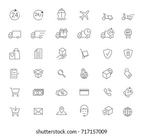 transport, delivery and logistics icons set 