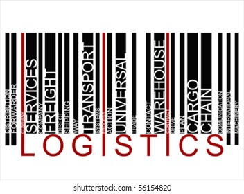 Transport delivery Logistics  word tag cloud concept in barcode with supporting words,  modern. Word tag cloud bar code , vector