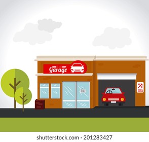 Transport design over landscape background, vector illustration