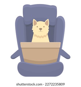 Transport dog car seat icon cartoon vector. Travel road. Belt trip