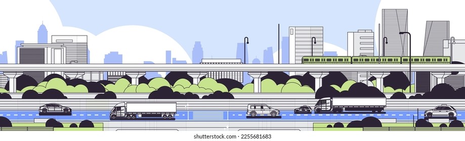 transport driving highway road city traffic transportation concept modern cityscape background