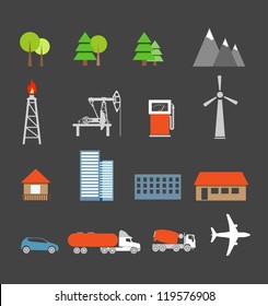 Transport and ecology icons collection