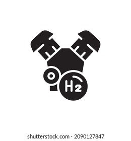 Transportmotor H2 Farblinie Symbol. Wasserstoffenergie. Einmaliges Vektorelement.