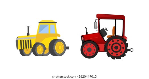 Transport Farm Tractors Cartoon Vector Illustration Design