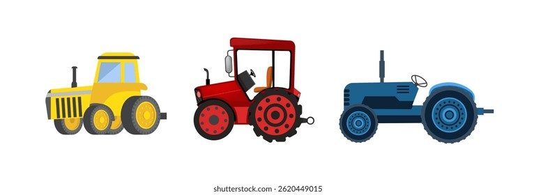 Transport Farm Tractors Cartoon Vector Illustration Design