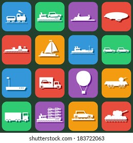 transport  flat design  icons set
