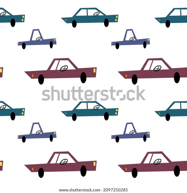 Transport flat icon. Seamless pattern.\
Perfect flat car and icons. Vector\
illustration.
