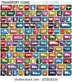 Transport flat icon, stickers square shapes, retro colors. Vector illustration