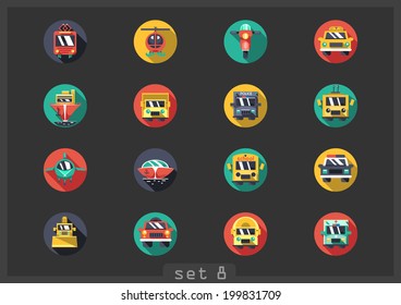 Transport flat icons