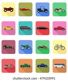 transport flat icons vector illustration isolated on background