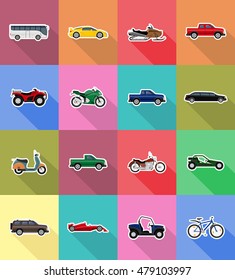 transport flat icons vector illustration isolated on background