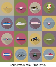 transport flat icons vector illustration isolated on background