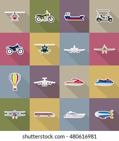 transport flat icons vector illustration isolated on background