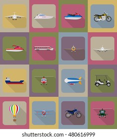 transport flat icons vector illustration isolated on background