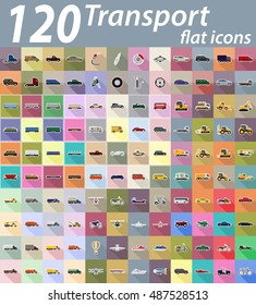 transport flat icons vector illustration isolated on background