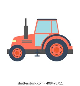 Transport flat tractor icon isolated on white. Vector illustration