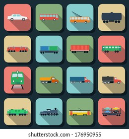 Transport flat vector icons