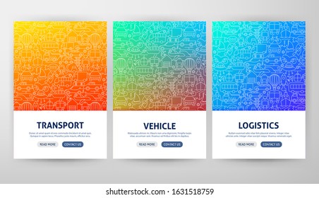 Transport Flyer Concepts. Vector Illustration of Outline Template.