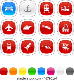 Iconos brillantes de transporte. Botones vectores.