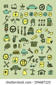 Transport Hand Drawn Color Set