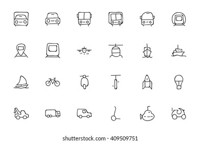 Transport Hand Drawn Doodle Icons 1