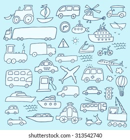 Transport hand drawn set
