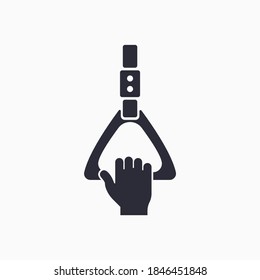 Transport handrail. Human holds on to the handrail. Hand holding handrail icon. Vector