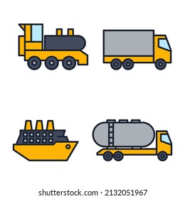 Transport, heavy duty machines set icon symbol template for graphic and web design collection logo vector illustration