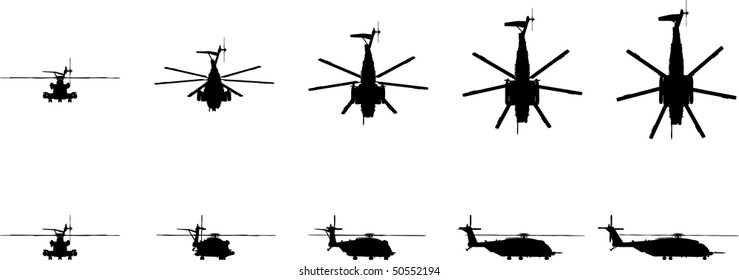 Transport helicopter in different perspectives