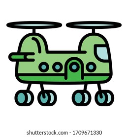 Icono del helicóptero de transporte. Icono de vector de helicóptero de transporte de esquema para diseño web aislado en fondo blanco