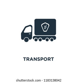 Transport icon. Black filled vector illustration. Transport symbol on white background. Can be used in web and mobile.