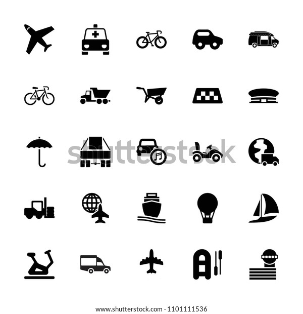 Transport icon. collection of\
25 transport filled icons such as wheel barrow, taxi, forklift,\
airport, airport tower, toy car. editable transport icons for web\
and mobile.