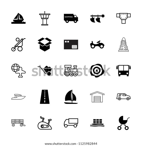 Transport icon.\
collection of 25 transport filled and outline icons such as runway,\
airport bus, bike, box, cargo ship, boat. editable transport icons\
for web and mobile.