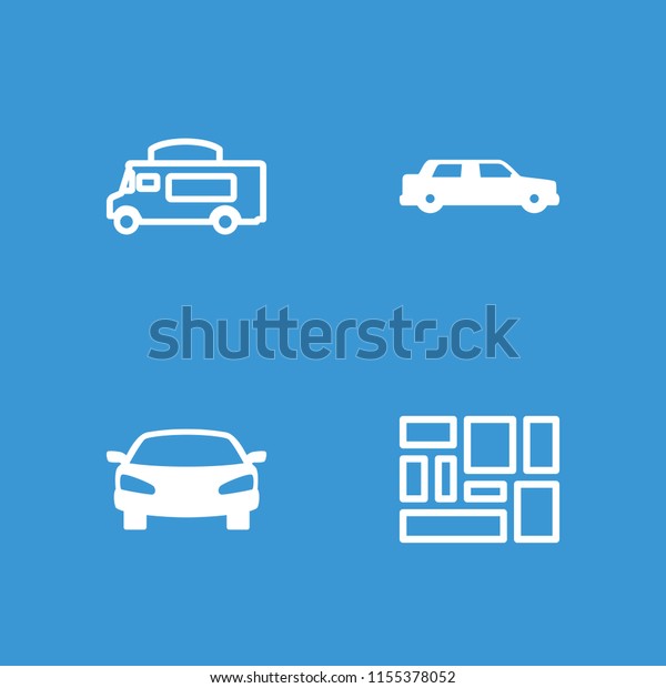 Transport icon. collection of 4 transport filled\
and outline icons such as car, van. editable transport icons for\
web and mobile.