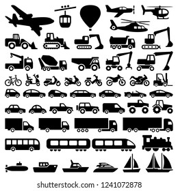 Transport icon collection - vector silhouette