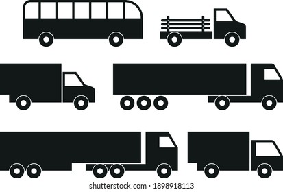 Transport icon collection - vector silhouette. EPS10