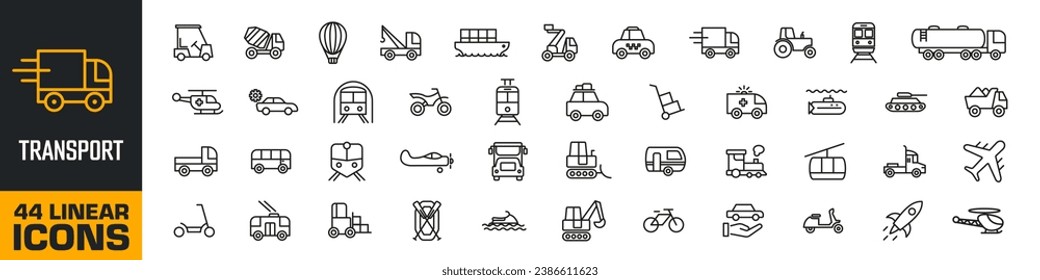 Transport icon. Transport icons set. Linear style.